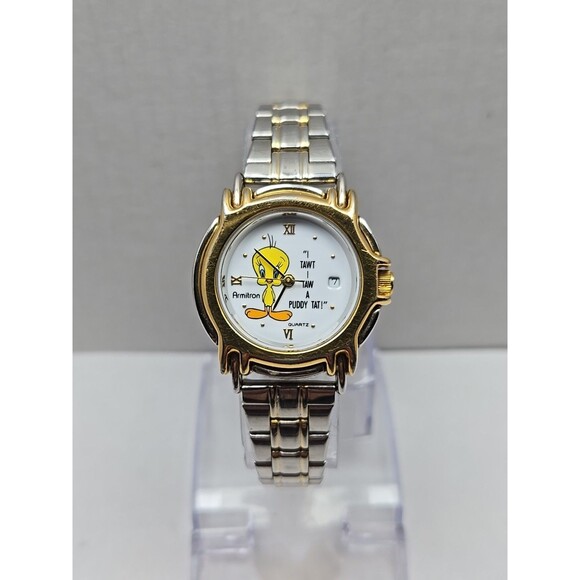 Armitron Tweety Bird 1994 Two Tone Date Quartz Watch Looney Tunes New Battery - Picture 1 of 10